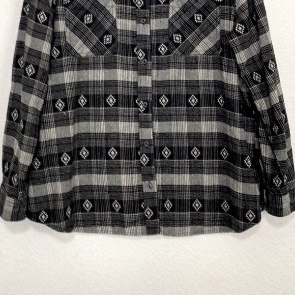 A.N.A. A New Approach Black/White Button-Up Western 100% Cotton Top Size L - Picture 3 of 8